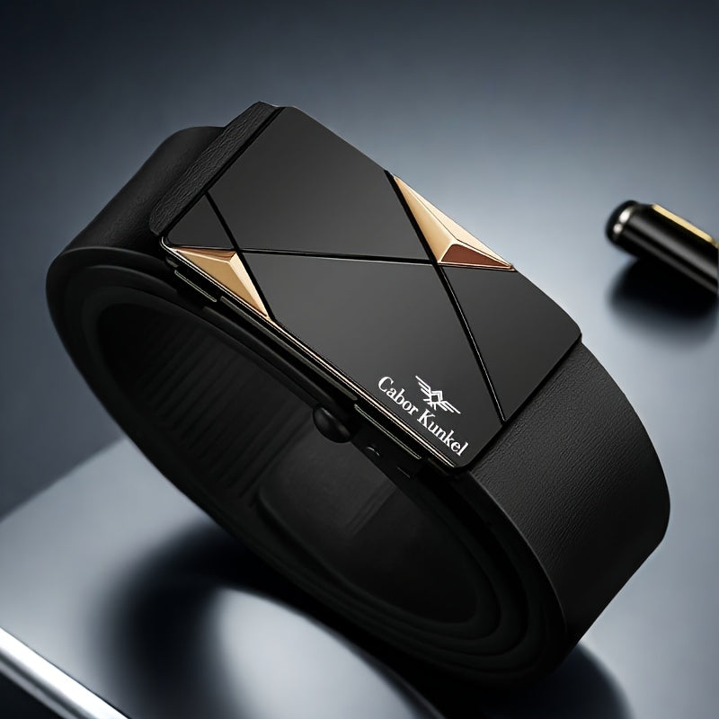 Ck Holiday Gift Men's Belt, Toothless Automatic Buckle Pants Waistband for Youth and Middle-Aged Casual Business