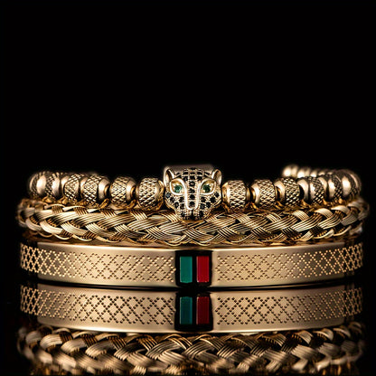 Handmade Braided Men's Bracelet Set with Classic European