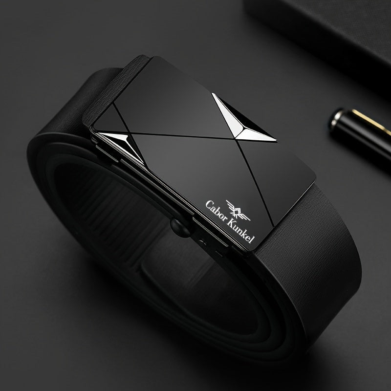 Ck Holiday Gift Men's Belt, Toothless Automatic Buckle Pants Waistband for Youth and Middle-Aged Casual Business