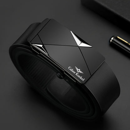 Ck Holiday Gift Men's Belt, Toothless Automatic Buckle Pants Waistband for Youth and Middle-Aged Casual Business