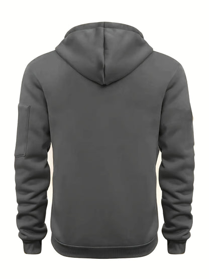 Men's Black Zip-Up Hoodie for Autumn & Winter