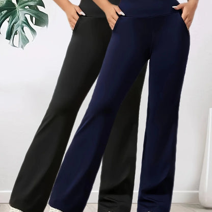 Women’s High-Waist Wide-Leg Pants – 2 Pack