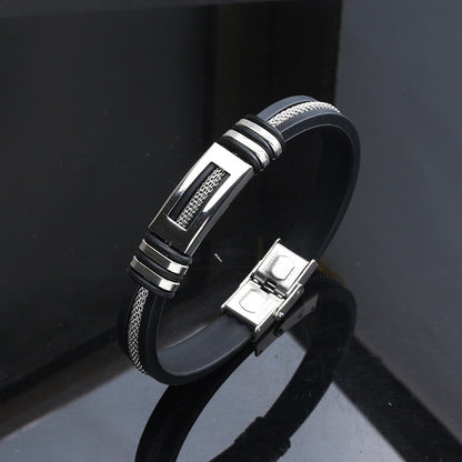 Stylish Minimalist Stainless Steel and Faux Leather Bracelet