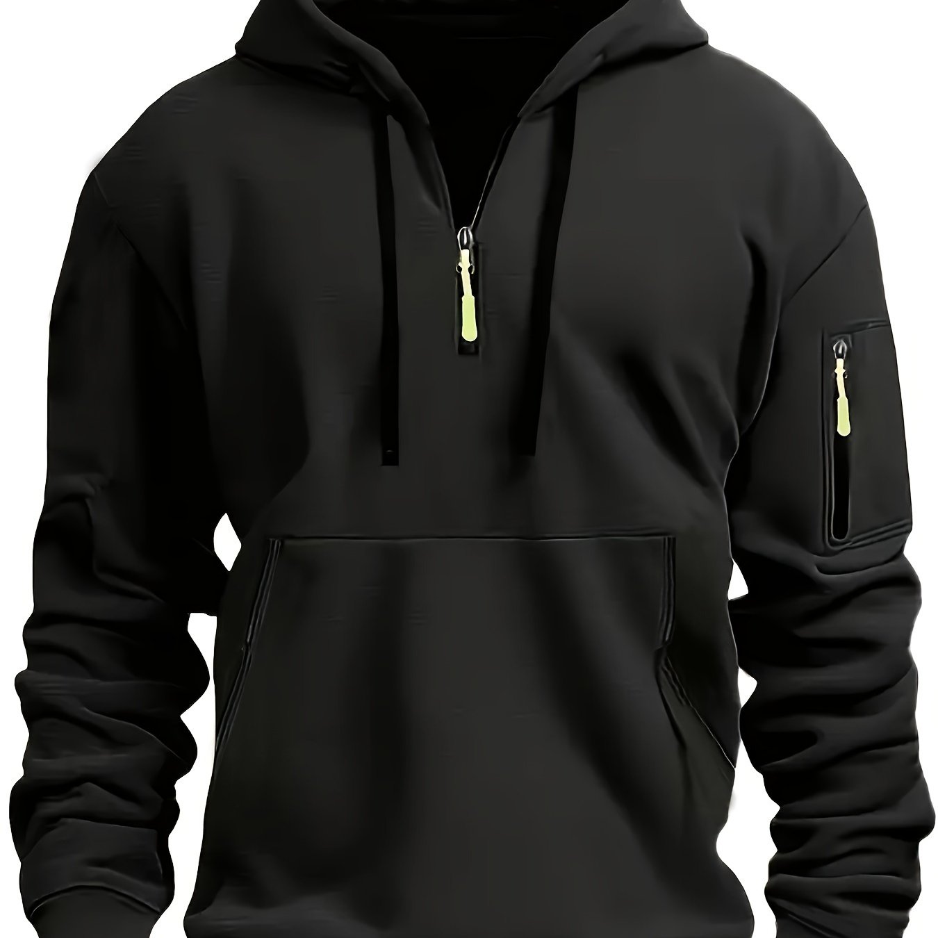Men's Black Zip-Up Hoodie for Autumn & Winter