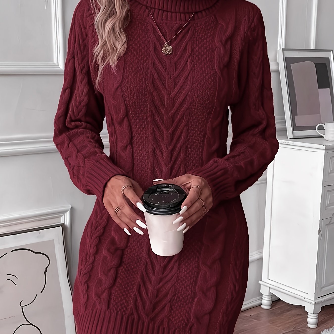 Women's Cable Knit Sweater Dress