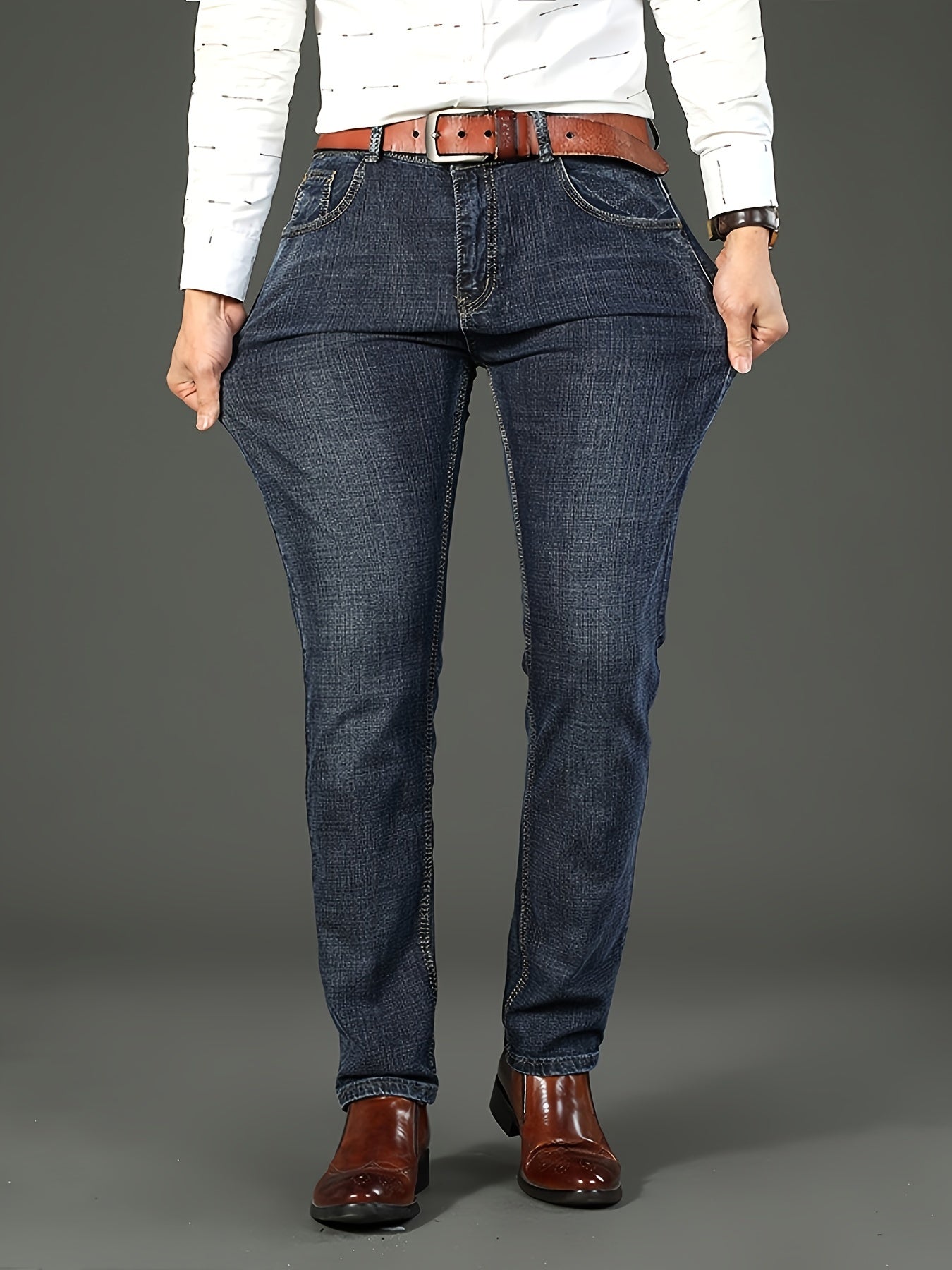 Men'S High-Waist Straight-Leg Jeans