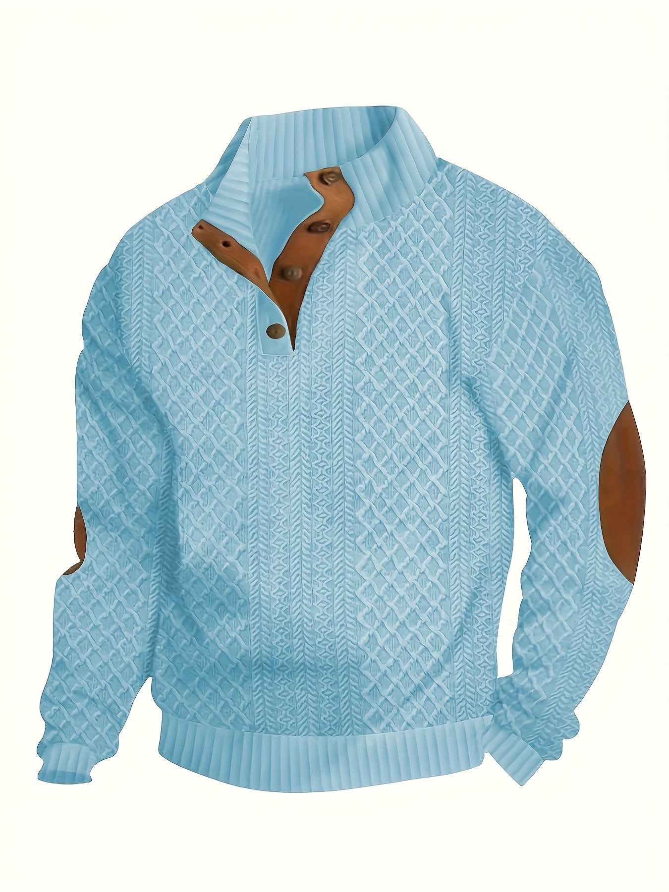 Men's Solid Green Casual Long Sleeve Henley Shirt - Stand Collar, Half-Placket Design, Perfect for All Seasons