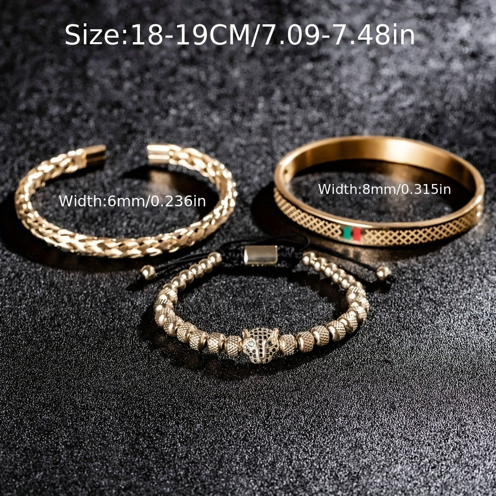 Handmade Braided Men's Bracelet Set with Classic European