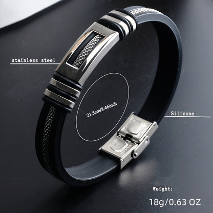 Stylish Minimalist Stainless Steel and Faux Leather Bracelet
