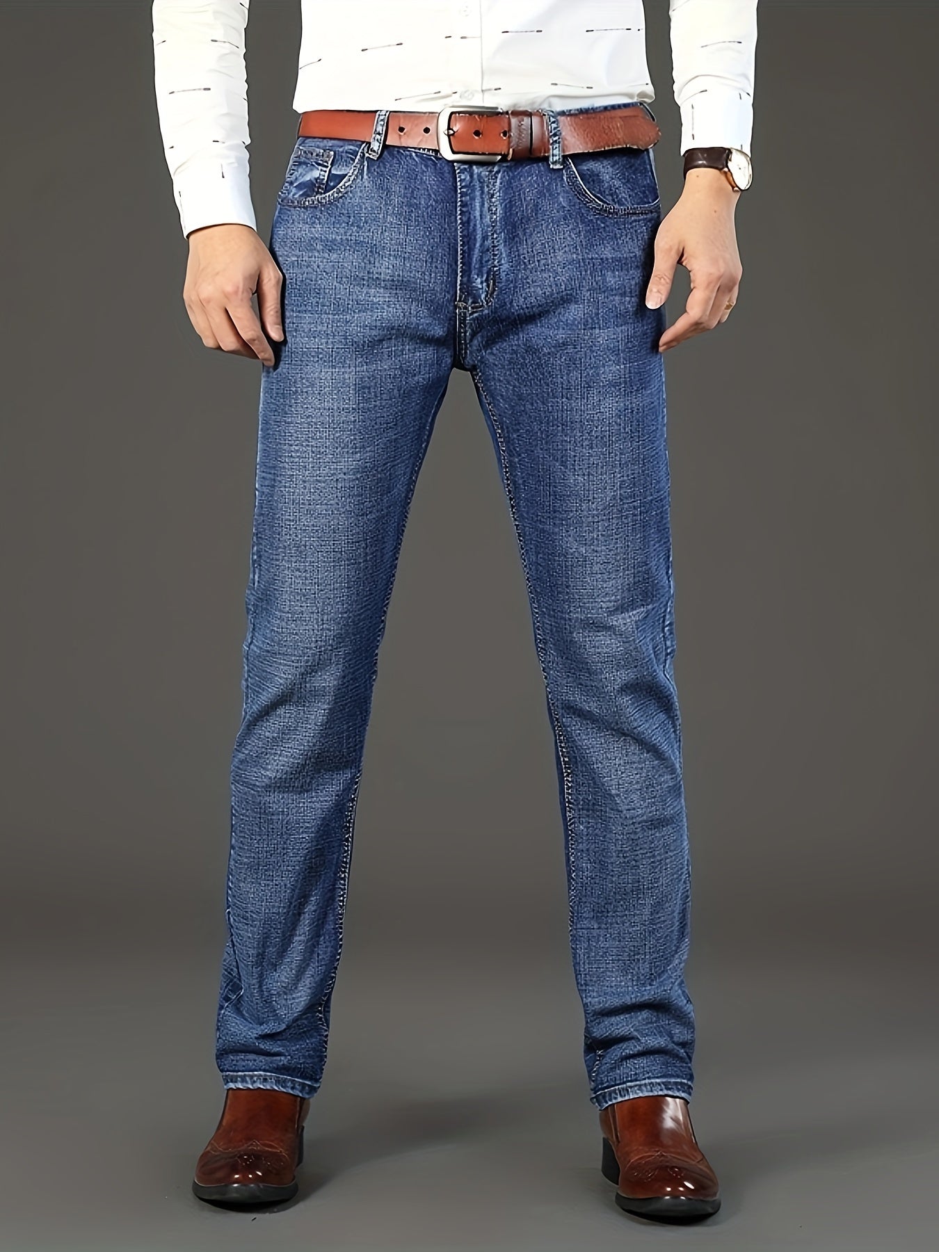 Men'S High-Waist Straight-Leg Jeans