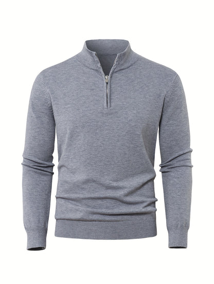 2025 Top-Selling Men's Casual Solid Color Knit Zip-Up Cardigan - Thick, Warm Fabric with Stylish Minimalist Design and Comfortable