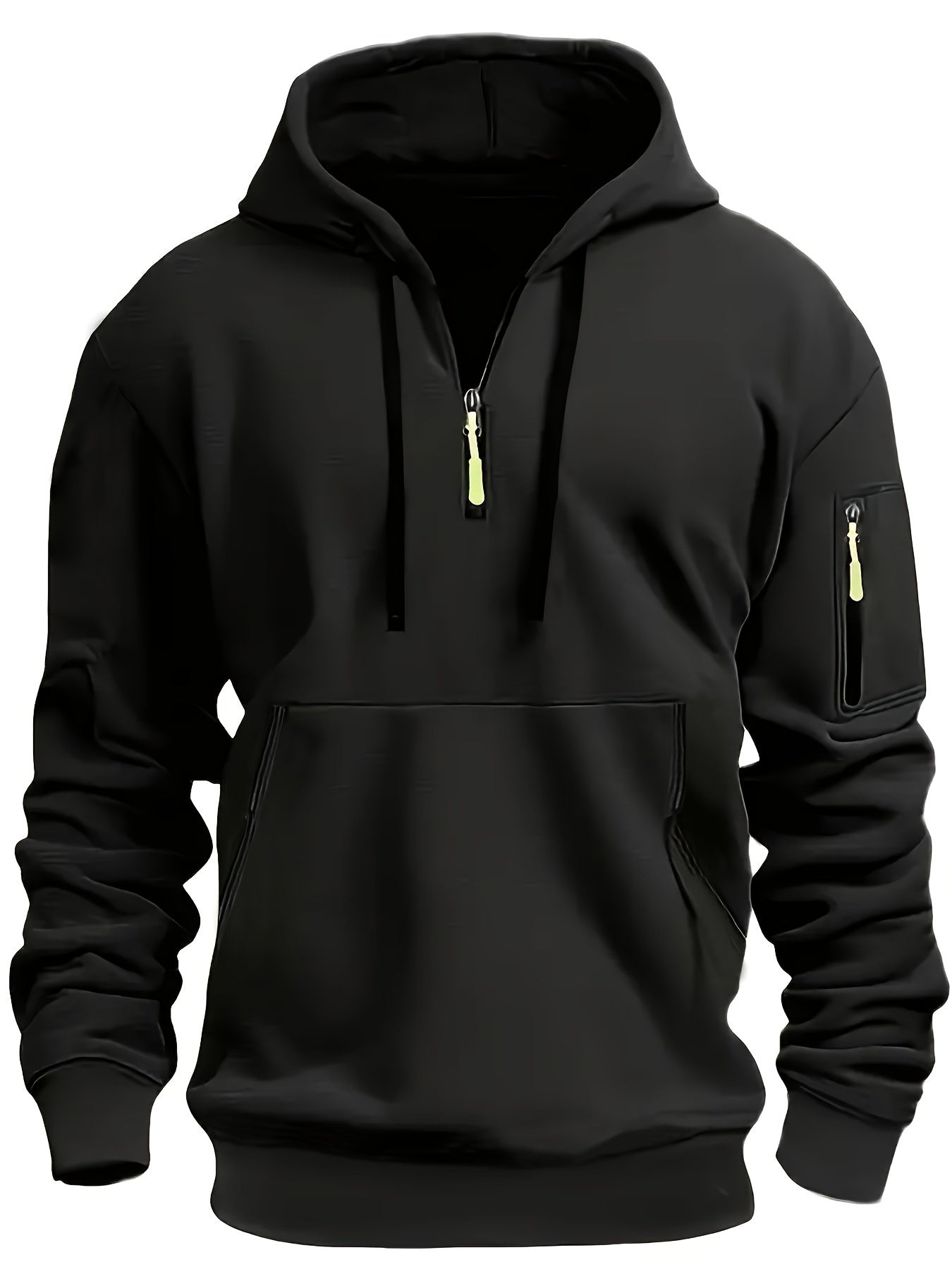 Men's Black Zip-Up Hoodie for Autumn & Winter