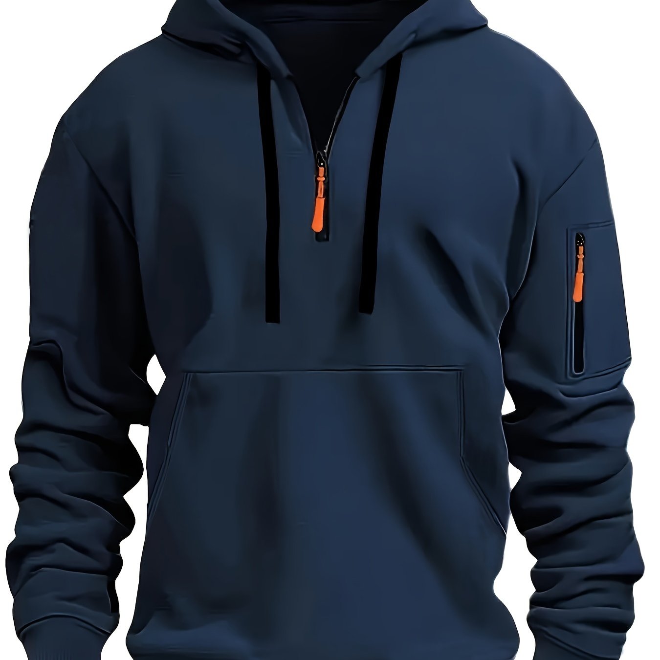 Men's Black Zip-Up Hoodie for Autumn & Winter