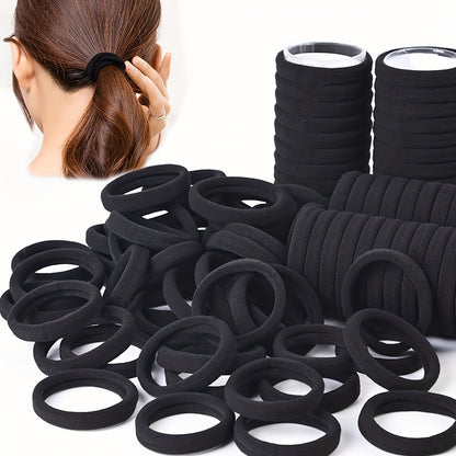 50-Pack High Elasticity Black Hair Ties - Simple Design for Everyday Styling and Versatile Use
