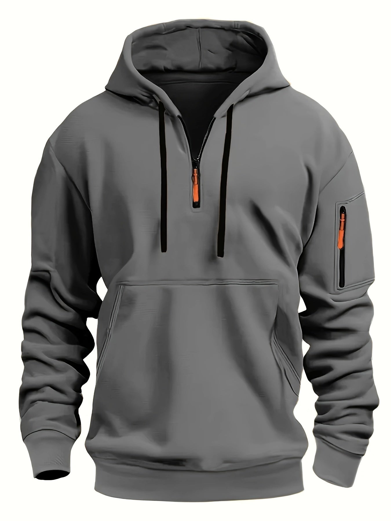 Men's Black Zip-Up Hoodie for Autumn & Winter