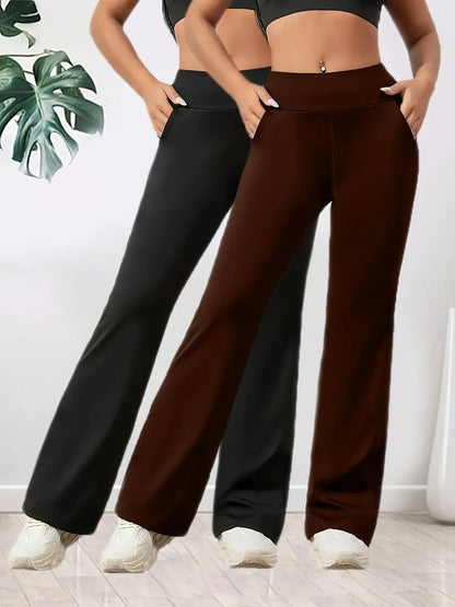Women’s High-Waist Wide-Leg Pants – 2 Pack