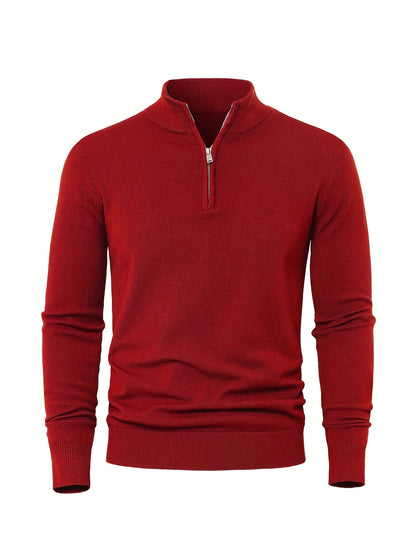 2025 Top-Selling Men's Casual Solid Color Knit Zip-Up Cardigan - Thick, Warm Fabric with Stylish Minimalist Design and Comfortable