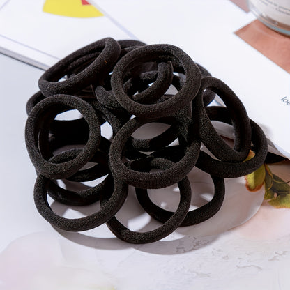 50-Pack High Elasticity Black Hair Ties - Simple Design for Everyday Styling and Versatile Use