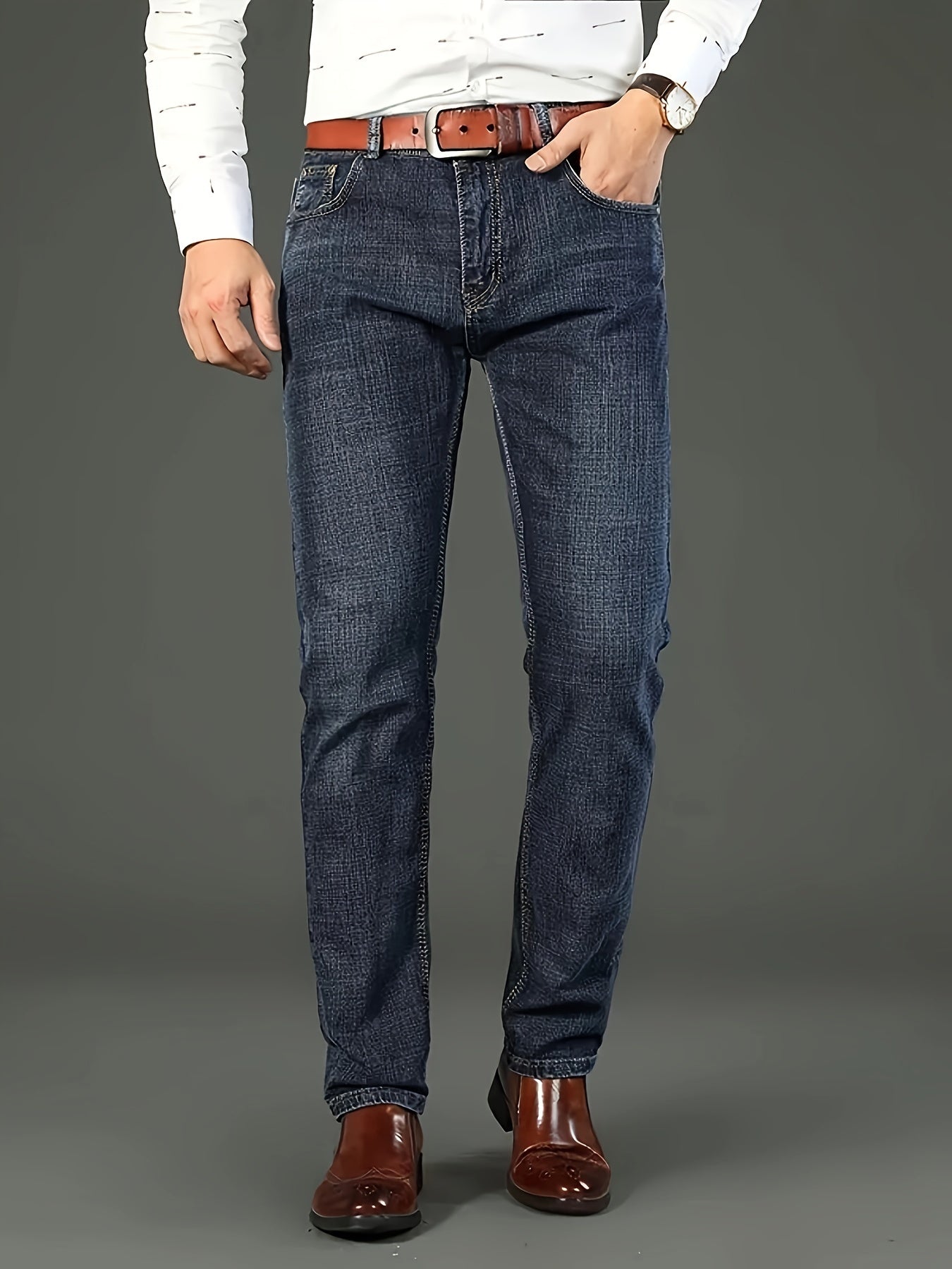 Men'S High-Waist Straight-Leg Jeans