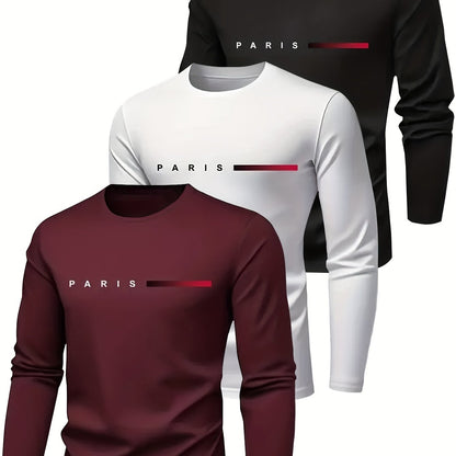 Men's Long Sleeve Quick-Dry Gym Shirts - 3-Pack Moisture-Wicking Athletic