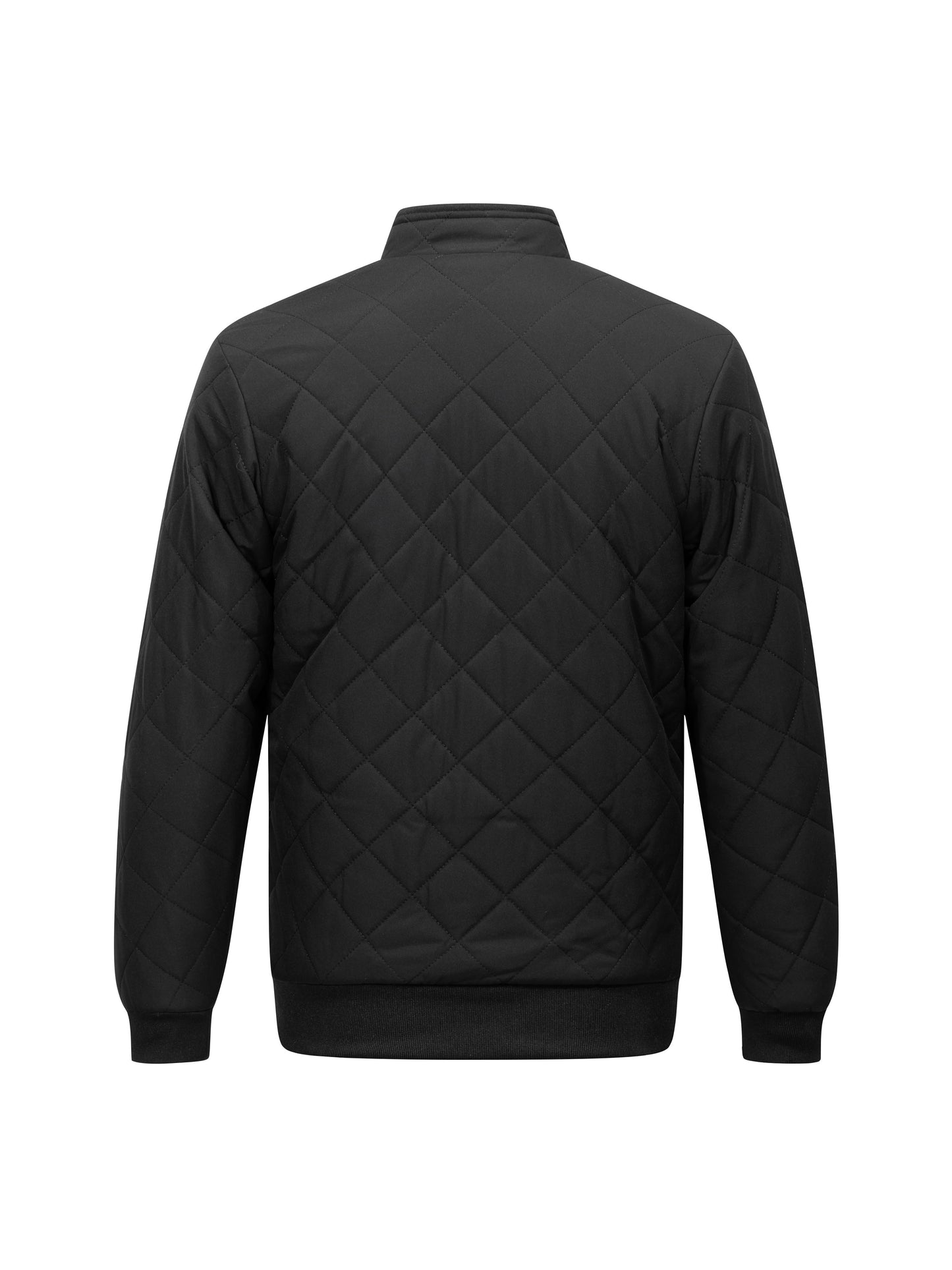 Men's Dark Green Quilted Fleece-Lined Winter Jacket - Comfortable Zip-Up with Pockets, Relaxed Fit for Cold Weather