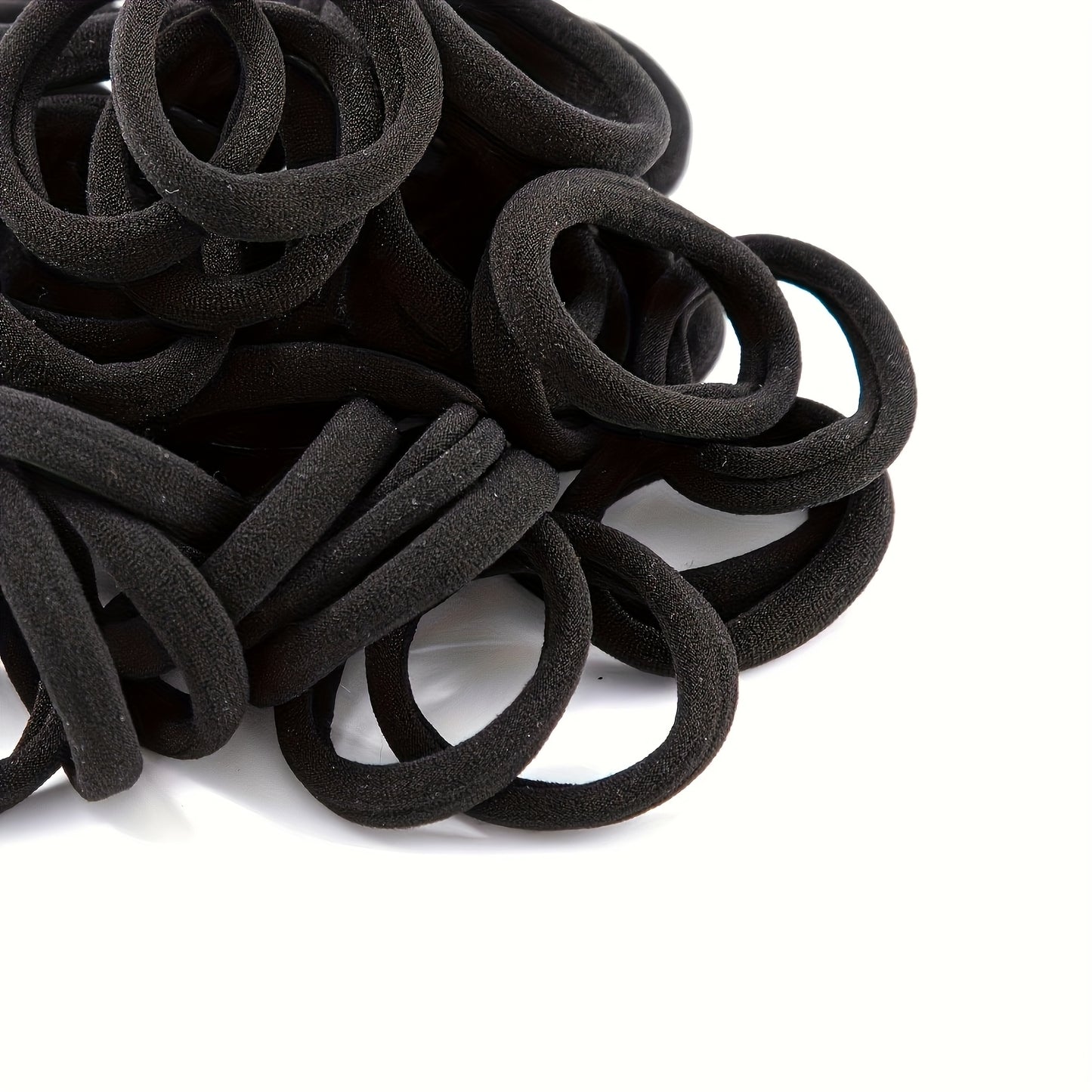 50-Pack High Elasticity Black Hair Ties - Simple Design for Everyday Styling and Versatile Use
