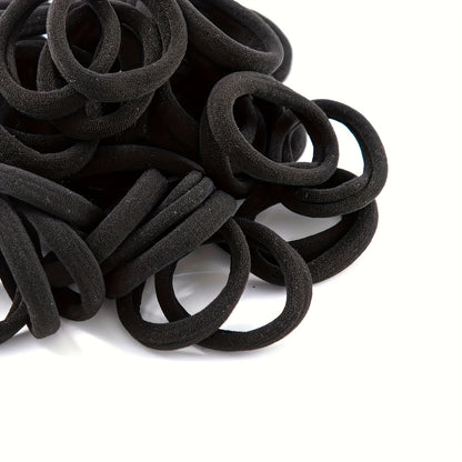 50-Pack High Elasticity Black Hair Ties - Simple Design for Everyday Styling and Versatile Use