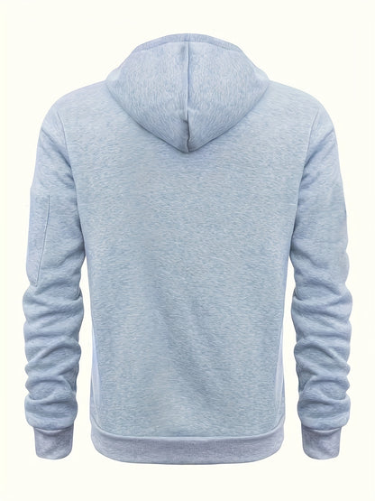 Men's Black Zip-Up Hoodie for Autumn & Winter