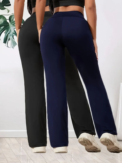 Women’s High-Waist Wide-Leg Pants – 2 Pack