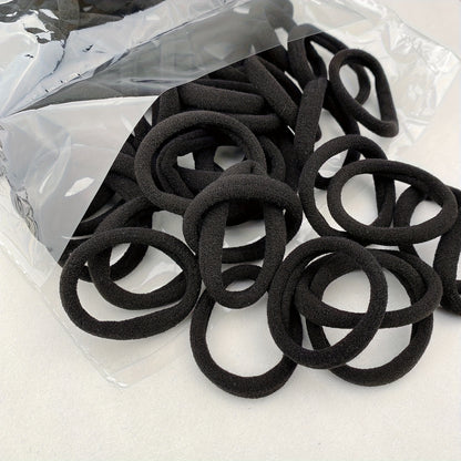 50-Pack High Elasticity Black Hair Ties - Simple Design for Everyday Styling and Versatile Use