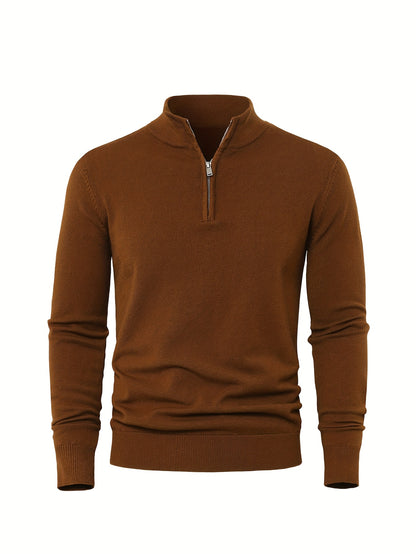 2025 Top-Selling Men's Casual Solid Color Knit Zip-Up Cardigan - Thick, Warm Fabric with Stylish Minimalist Design and Comfortable