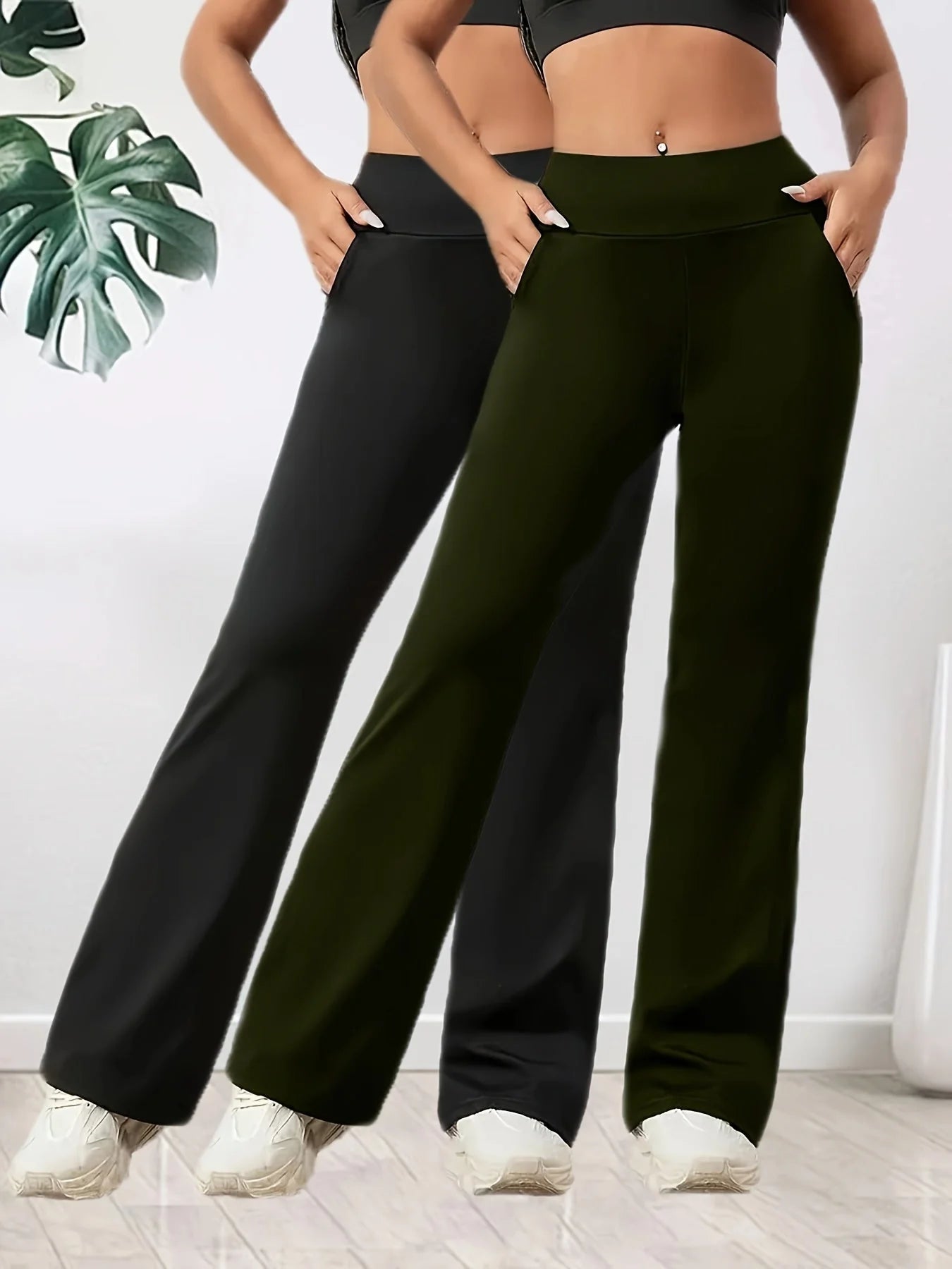 Women’s High-Waist Wide-Leg Pants – 2 Pack