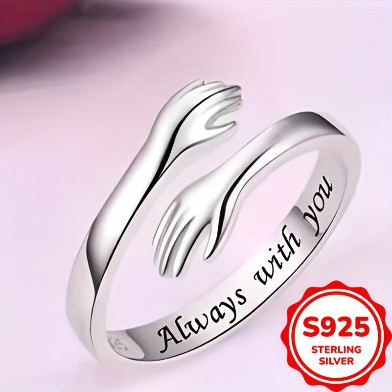 Adjustable 925 Sterling Silver Hug Ring for Women (1.8g)