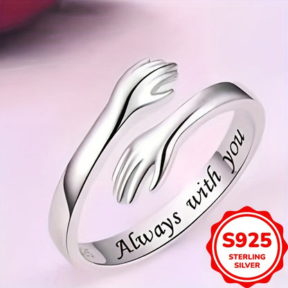 Adjustable 925 Sterling Silver Hug Ring for Women (1.8g)