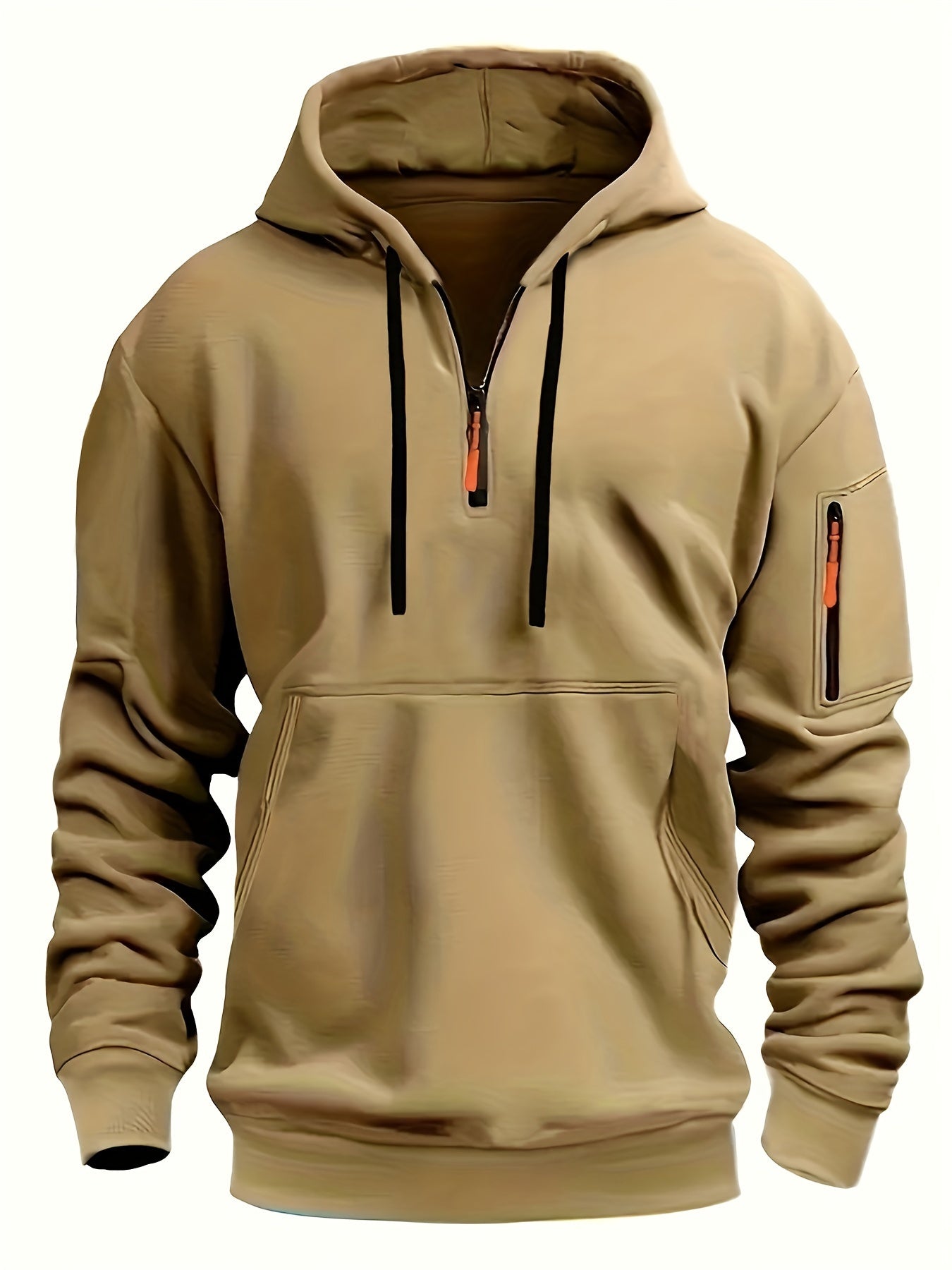 Men's Black Zip-Up Hoodie for Autumn & Winter