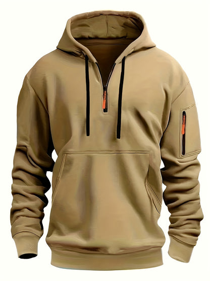 Men's Black Zip-Up Hoodie for Autumn & Winter