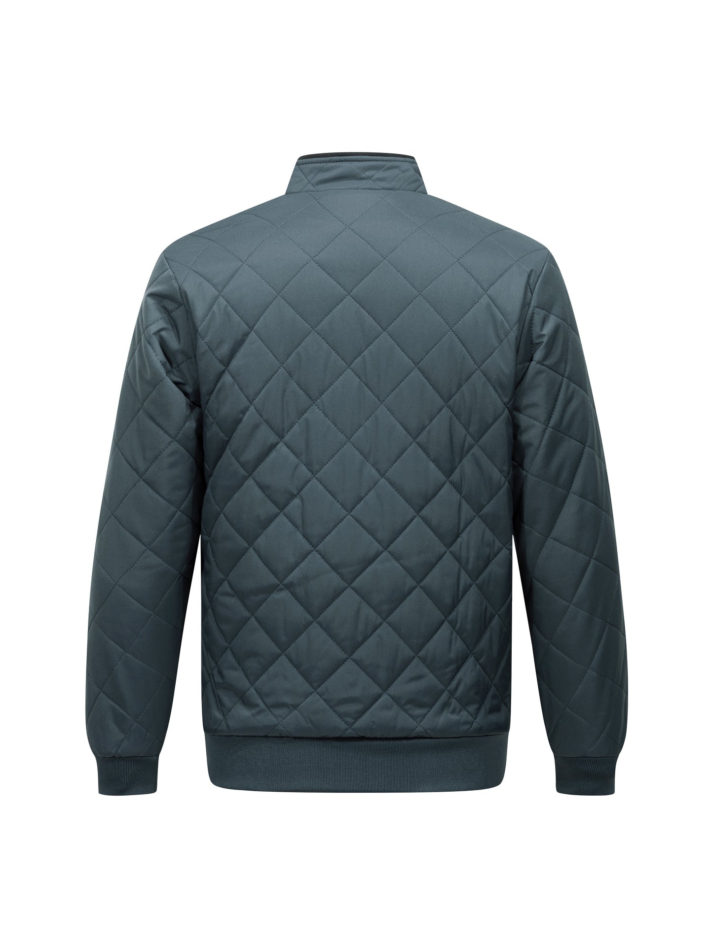 Men's Dark Green Quilted Fleece-Lined Winter Jacket - Comfortable Zip-Up with Pockets, Relaxed Fit for Cold Weather