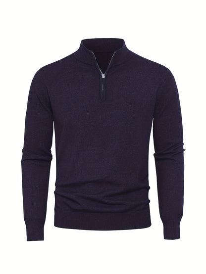 2025 Top-Selling Men's Casual Solid Color Knit Zip-Up Cardigan - Thick, Warm Fabric with Stylish Minimalist Design and Comfortable