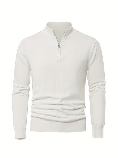 2025 Top-Selling Men's Casual Solid Color Knit Zip-Up Cardigan - Thick, Warm Fabric with Stylish Minimalist Design and Comfortable