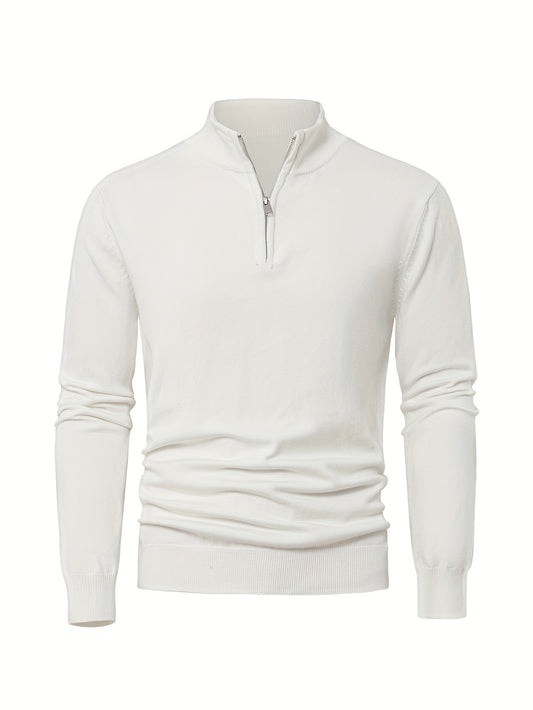 2025 Top-Selling Men's Casual Solid Color Knit Zip-Up Cardigan - Thick, Warm Fabric with Stylish Minimalist Design and Comfortable