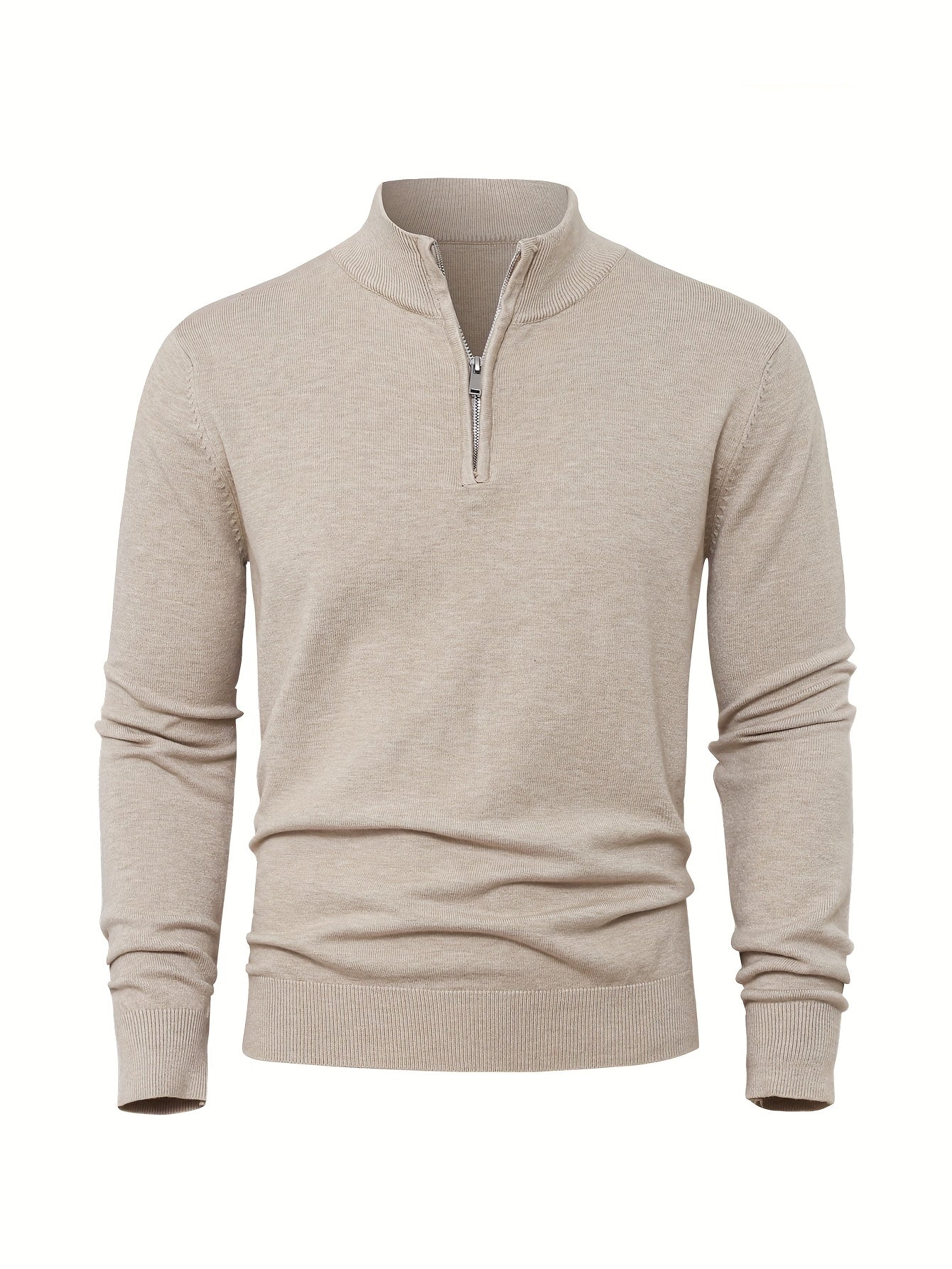 2025 Top-Selling Men's Casual Solid Color Knit Zip-Up Cardigan - Thick, Warm Fabric with Stylish Minimalist Design and Comfortable