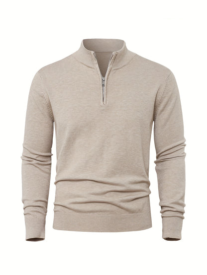 2025 Top-Selling Men's Casual Solid Color Knit Zip-Up Cardigan - Thick, Warm Fabric with Stylish Minimalist Design and Comfortable