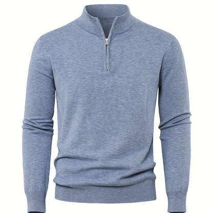 2025 Top-Selling Men's Casual Solid Color Knit Zip-Up Cardigan - Thick, Warm Fabric with Stylish Minimalist Design and Comfortable