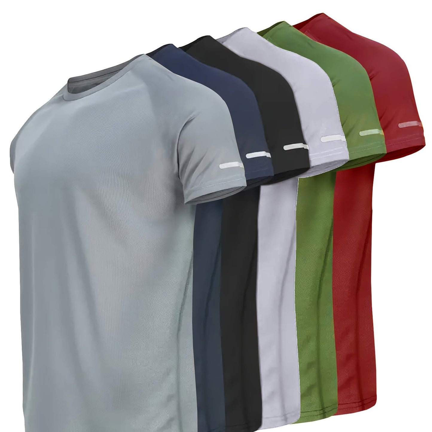 6-Pack Quick-Dry Athletic T-Shirts with Reflective Stripes